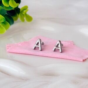 Silver Bubble Letter A Stud
Earrings Stainless Steel